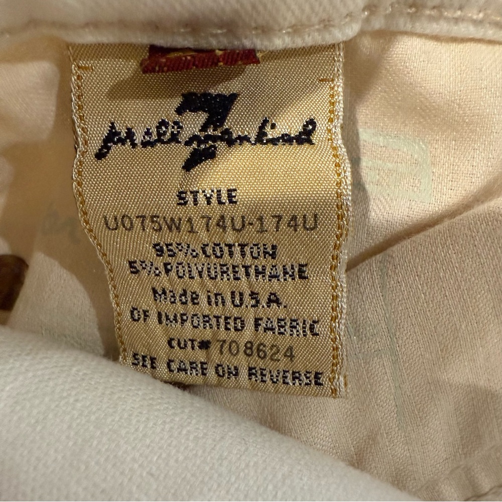 7 For All Mankind Tailorless Broken Twill Original Bootcut White Jeans Womens 26 - Picture 15 of 15